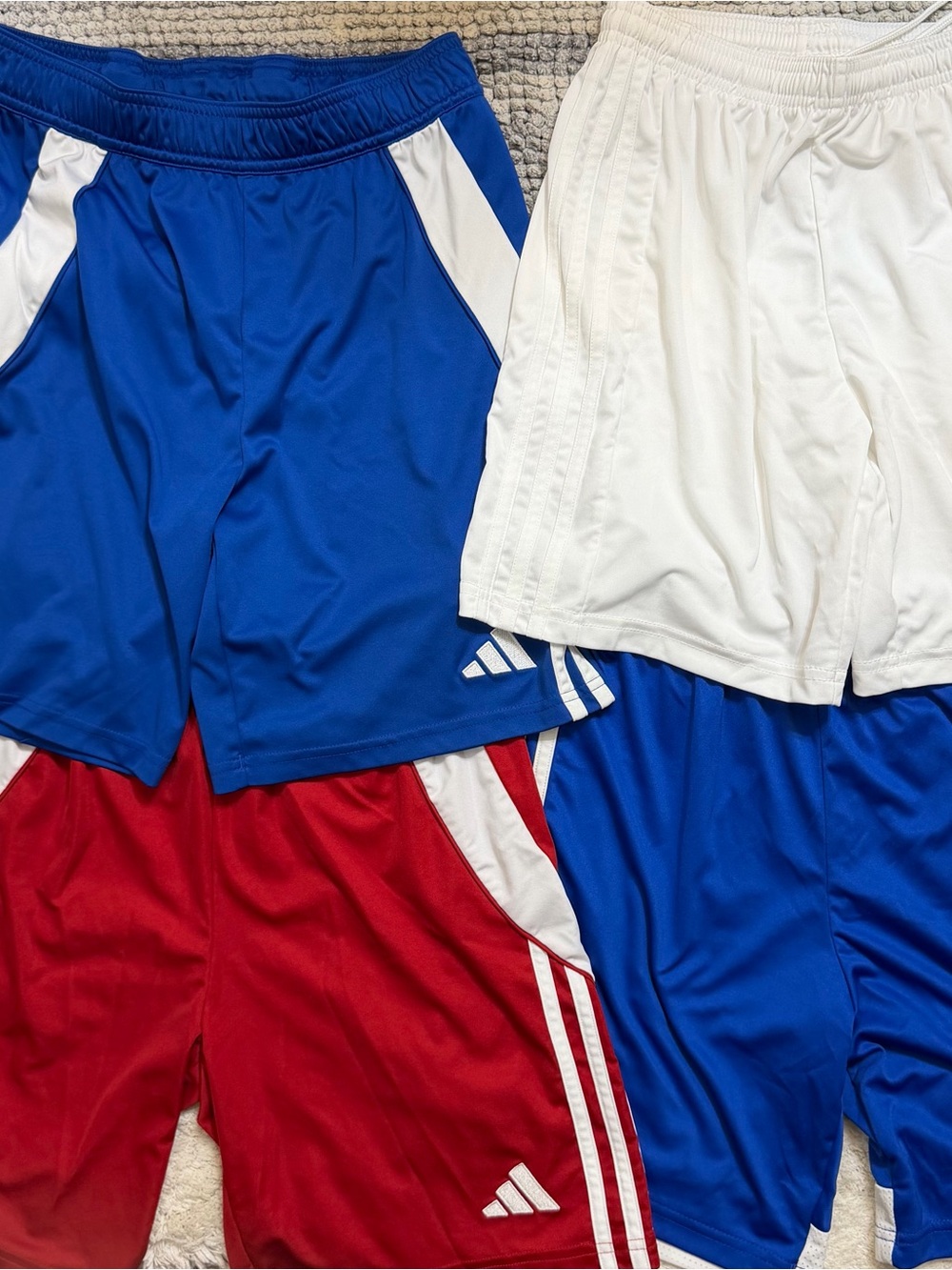 adidas Kids Sport Shorts Bundle - Blue, Red & White